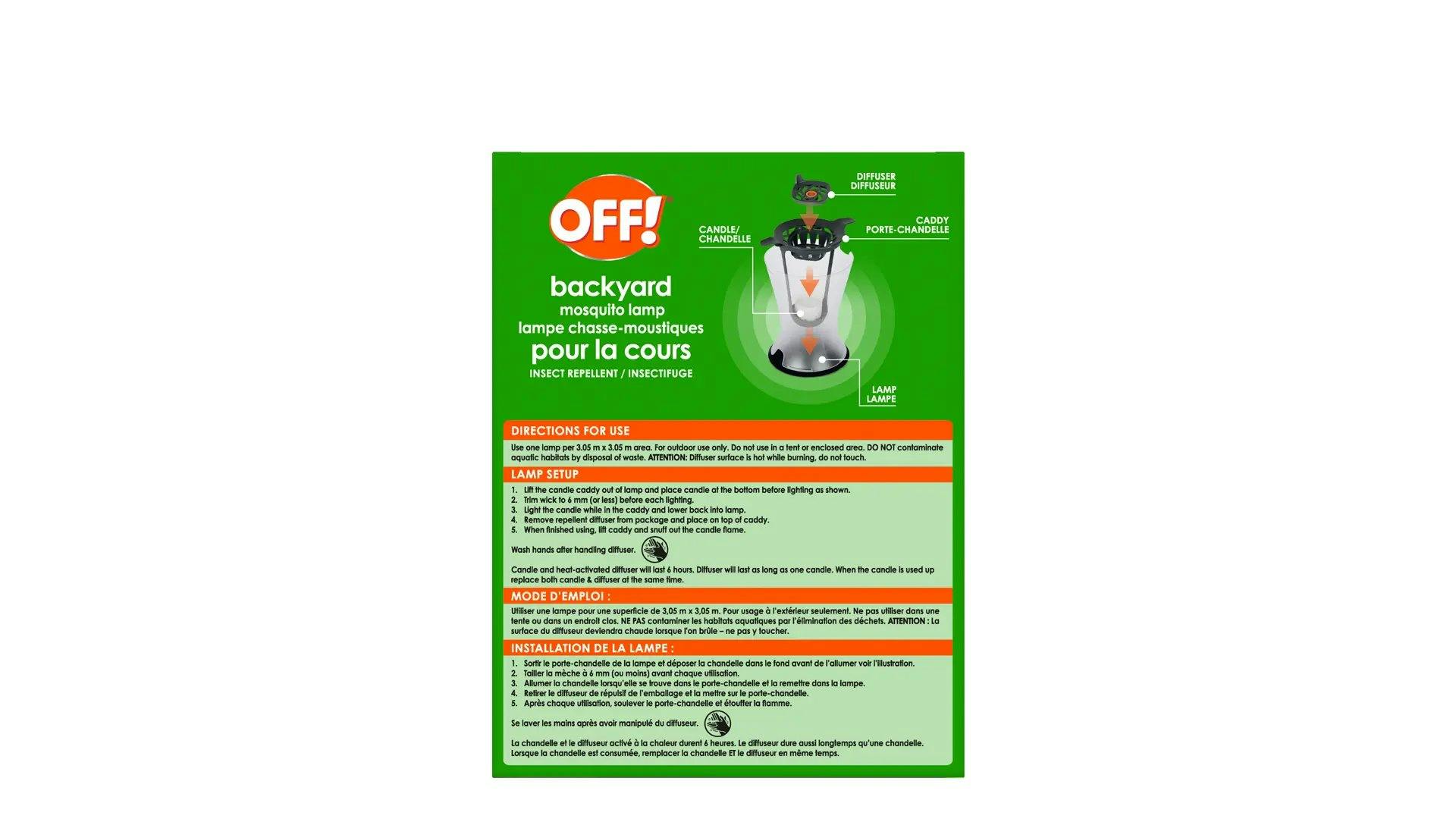 Back of OFF! Backyard Mosquito Lamp Package