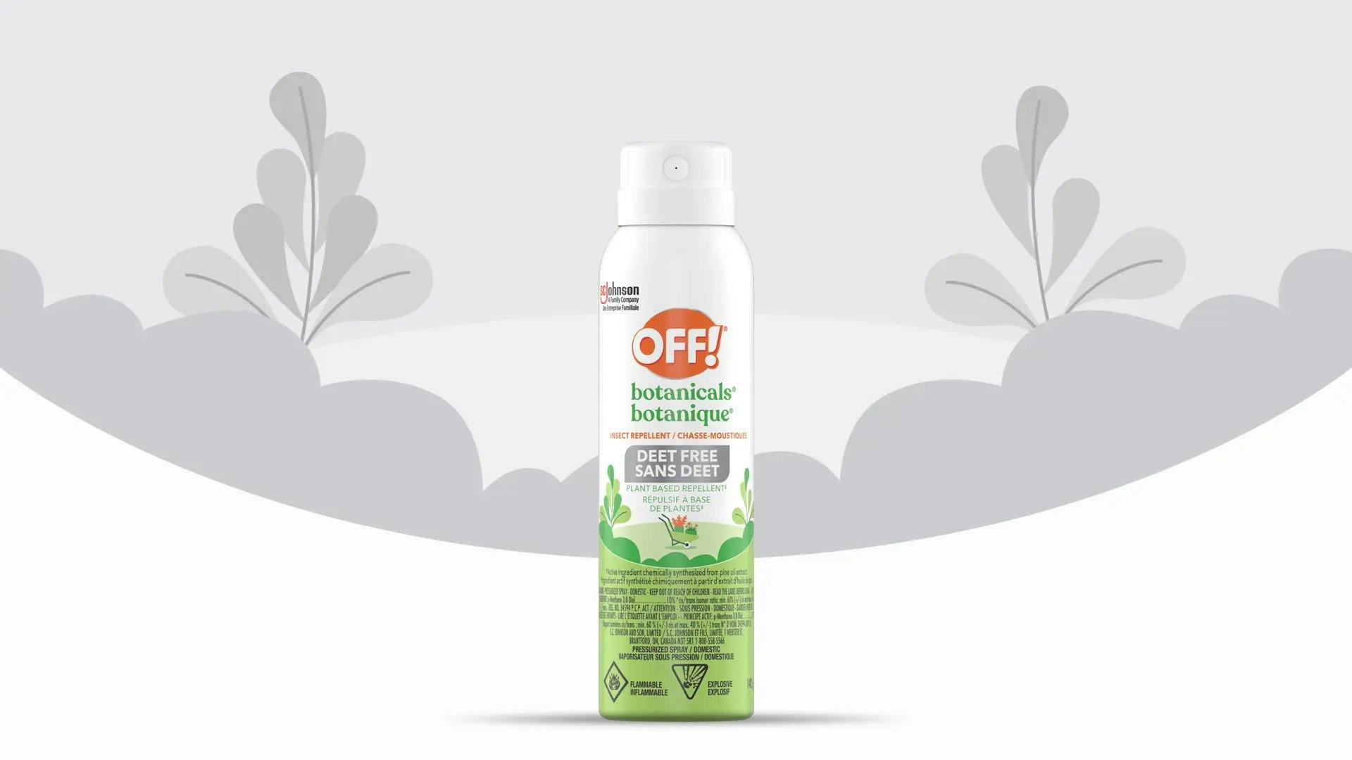 Back of an OFF! Botanicals Insect Repellent Aerosol Can