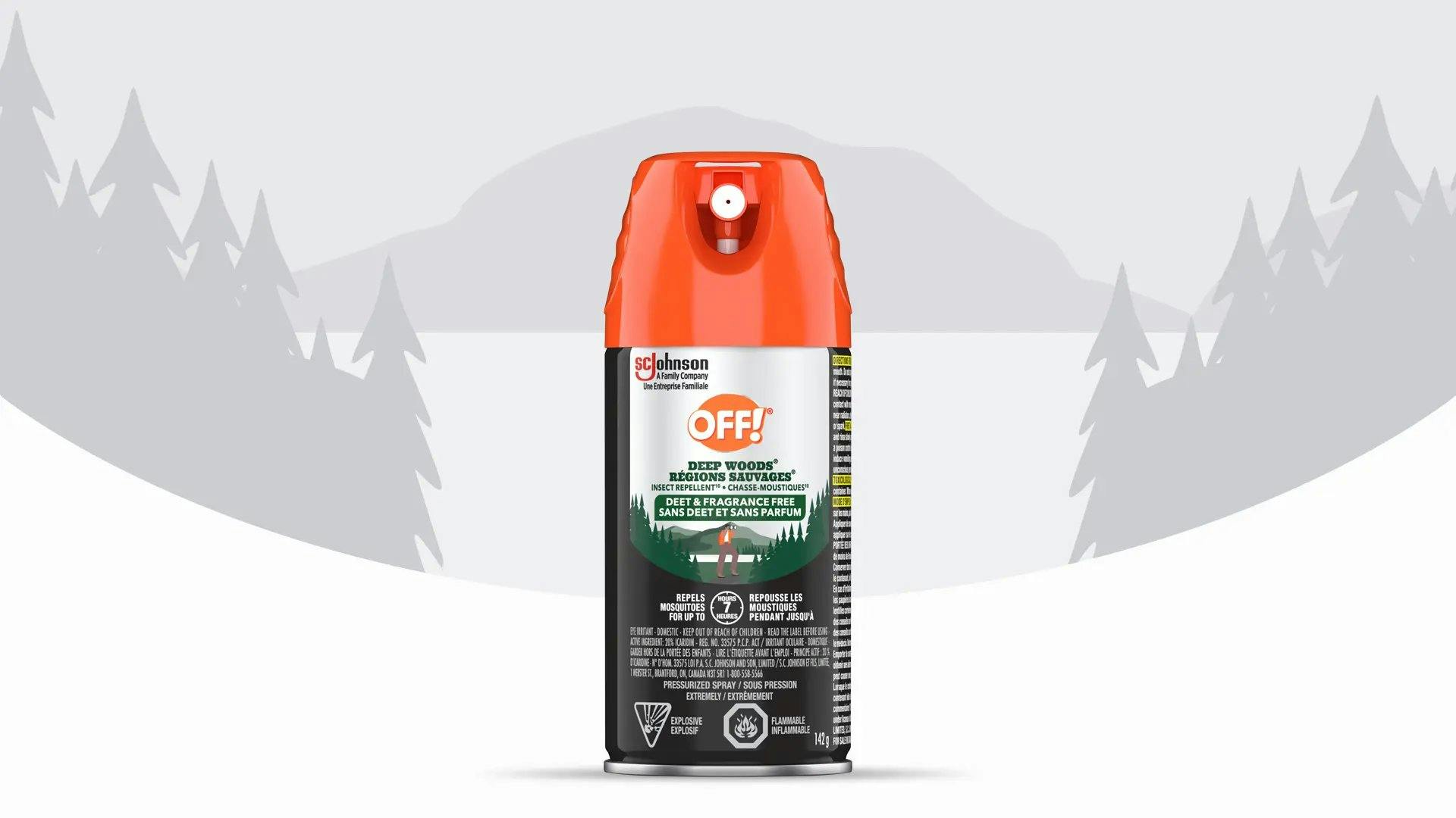 Front of an OFF!® Deep Woods® Insect Repellent - DEET Free can