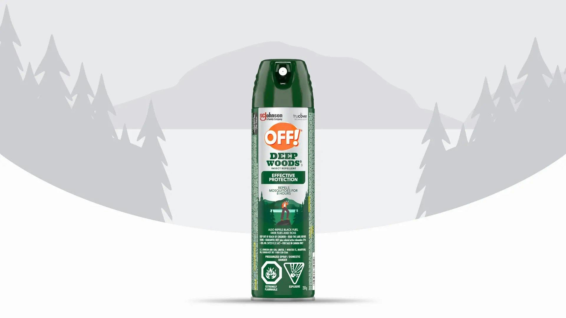 Front of an OFF!® Deep Woods® Insect Repellent can