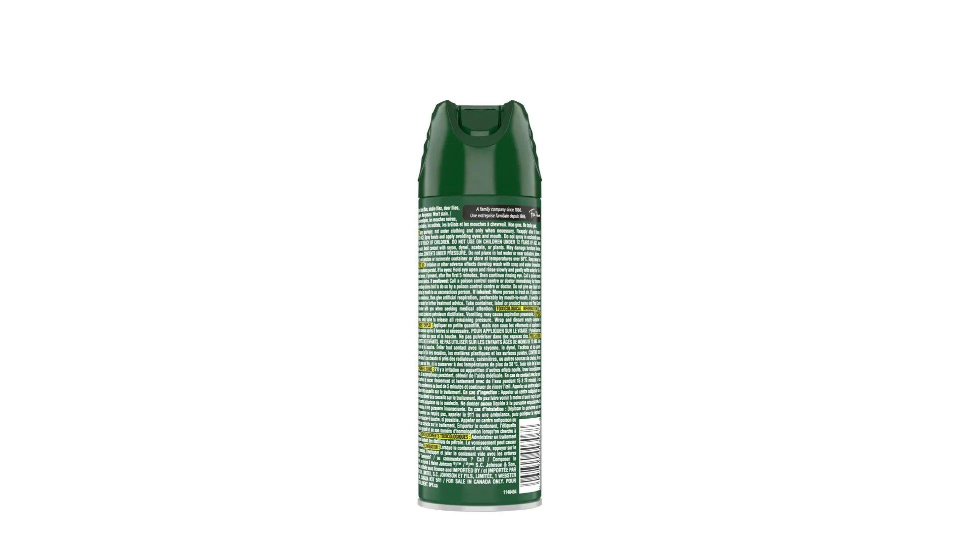 Back of an OFF!® Deep Woods® Tick Insect Repellent can