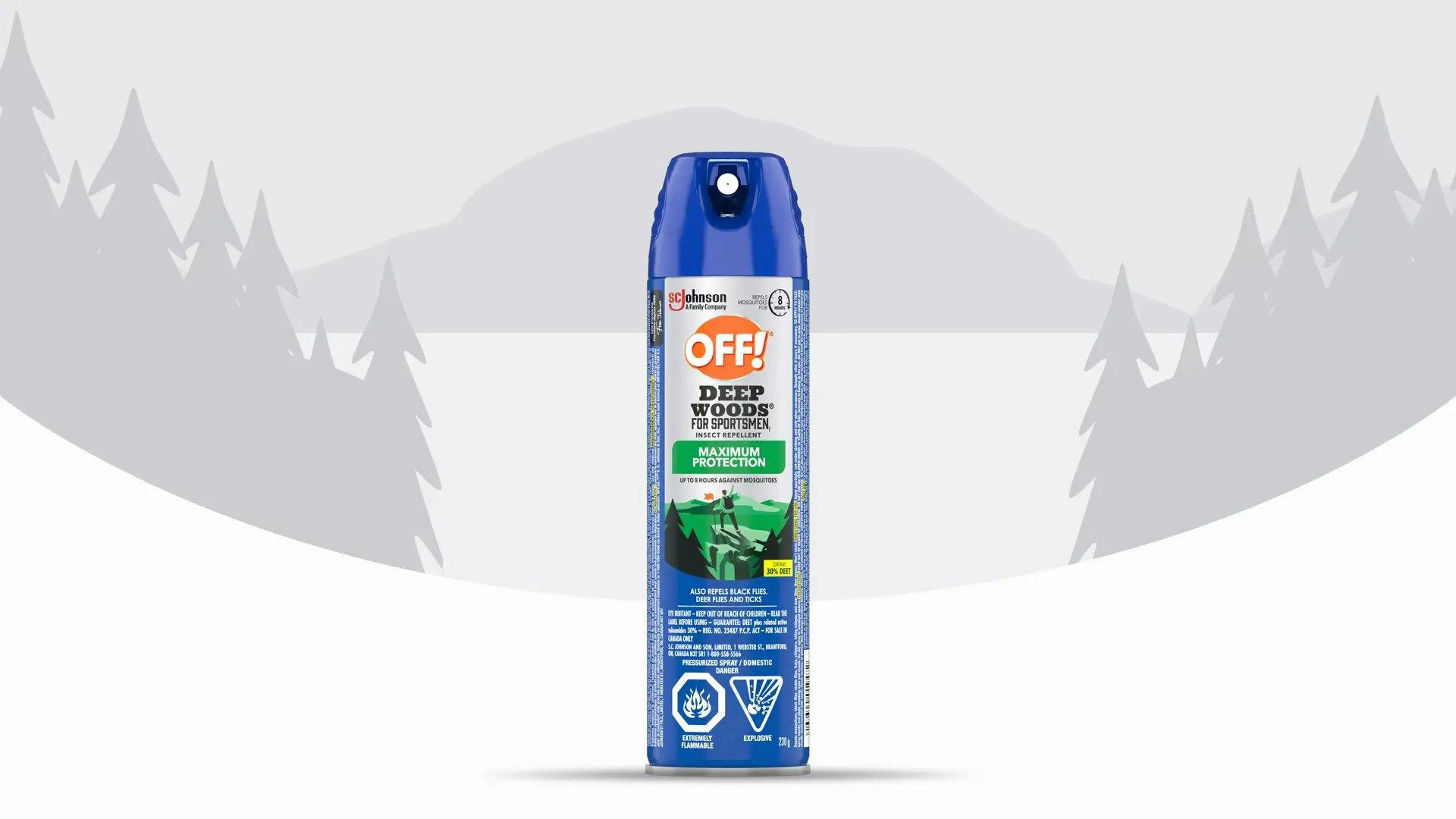 Front of an OFF!® Deep Woods® Sportmen Insect Repellent can