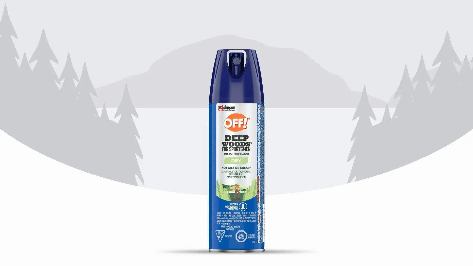 Front of an OFF!® Deep Woods® Sportsmen Insect Repellent Dry can