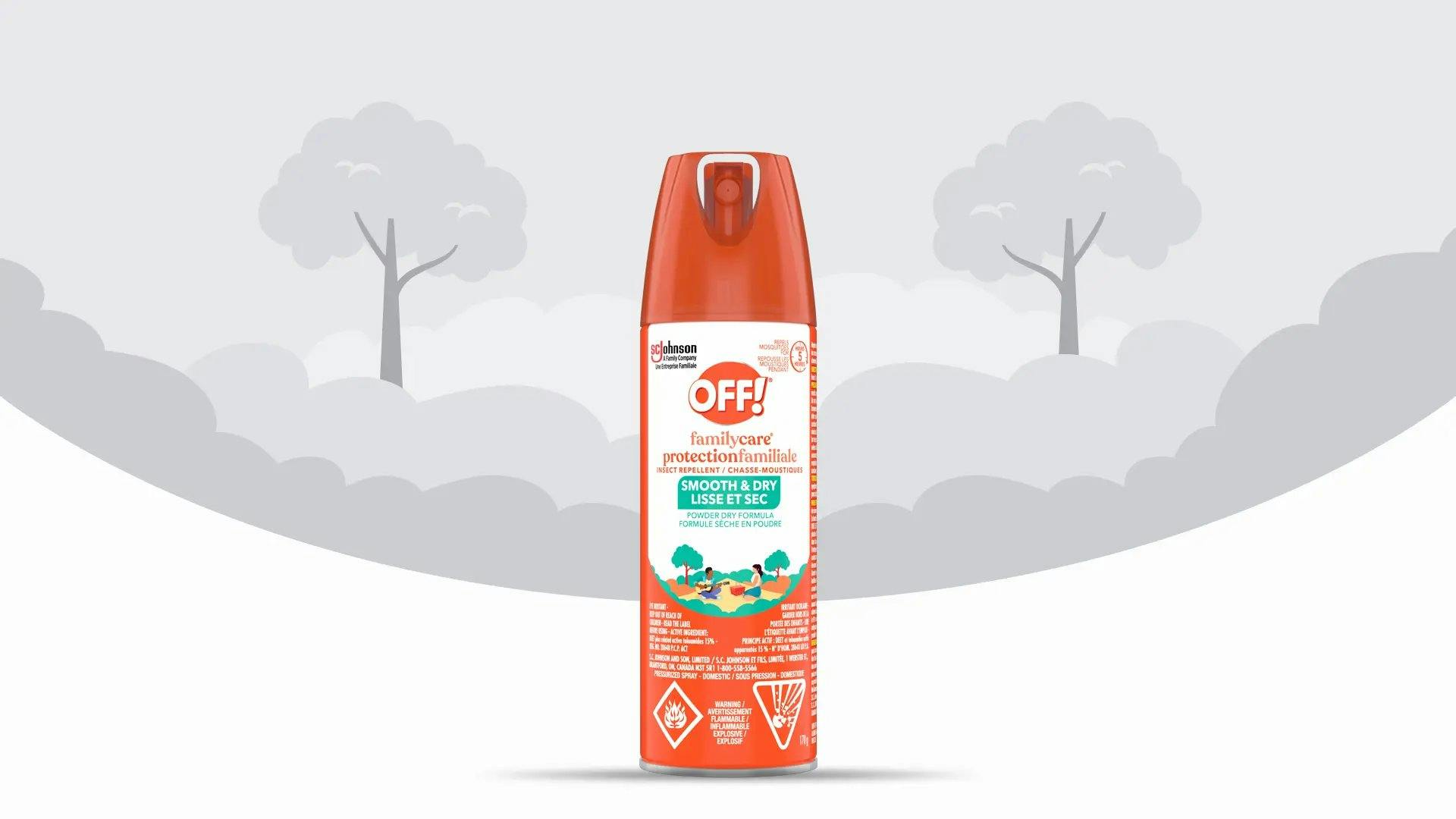 Front of a FamilyCare Insect Repellent Smooth and Dry can